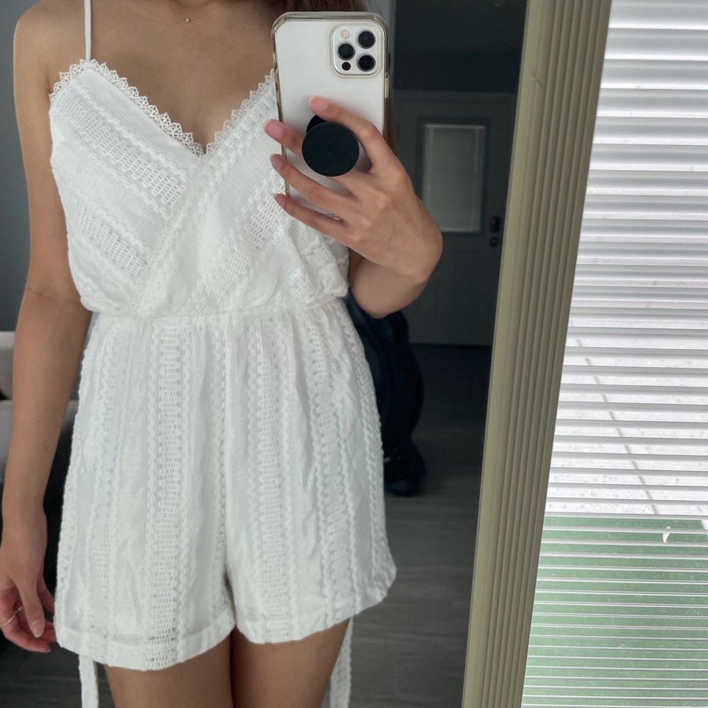 Fashion Nova White Lace Romper